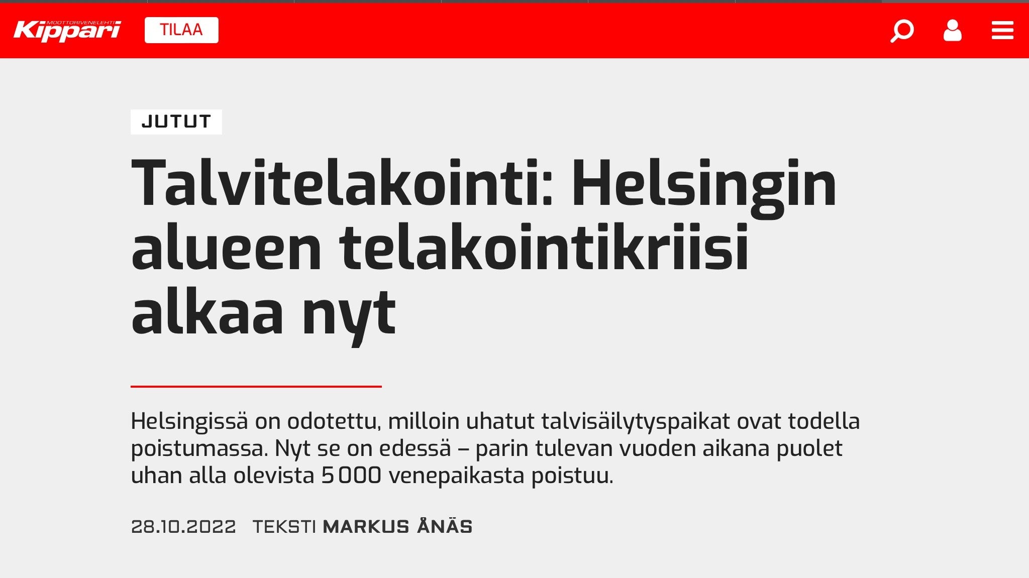 Helsingin alueen telakointikriisi alkaa nyt - Kipparilehti.fi